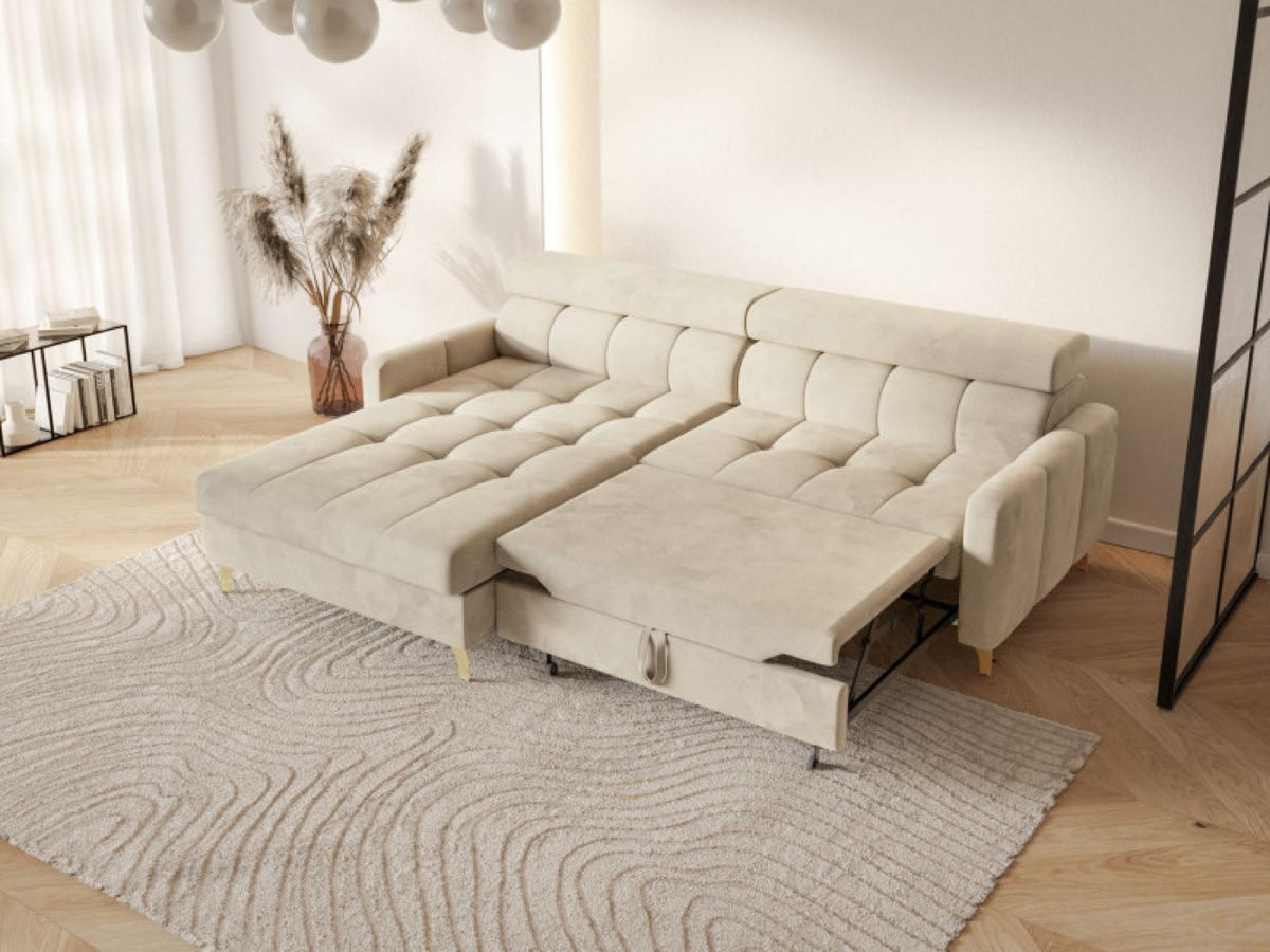 ECKSOFA Creme BAMBINO Mit Verstellbaren Kopfstützen Links - Beige/Creme, Textil (223/174cm) - Sepro Meble