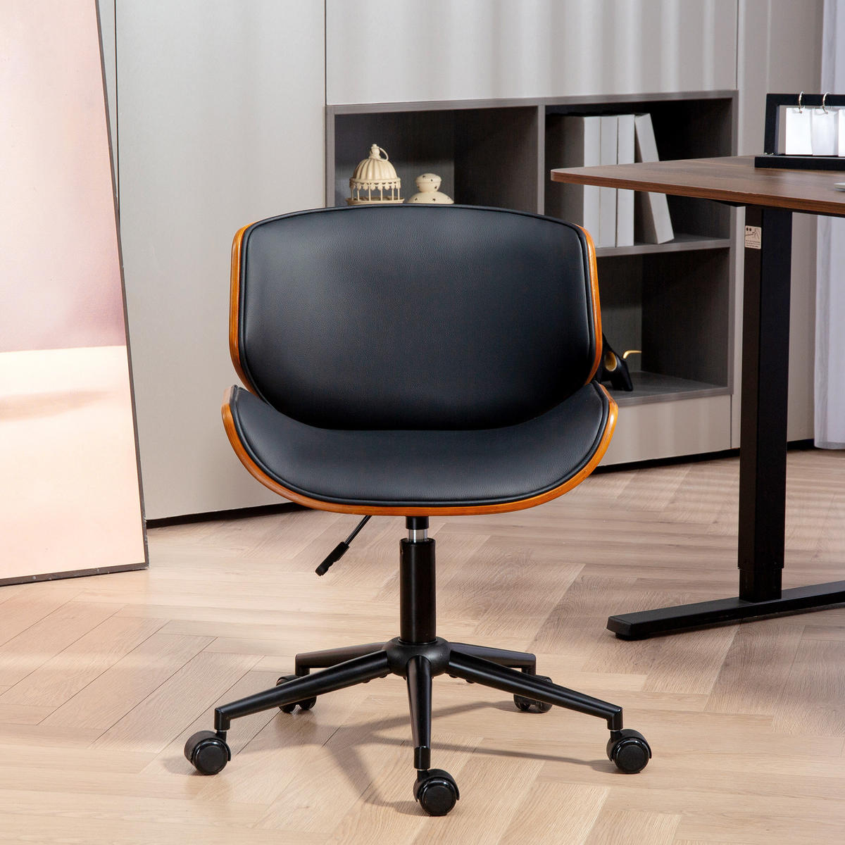 DREHSTUHL DE-11839 mit C-förmiger Rückenlehne Schwarz - Schwarz, Metall (52/84/54cm) - ComfortXL