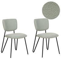ÉTKEZŐSZÉK 2 darabos Szett Buklé világoszöld Nelko - fekete/zöld, textil (50/81/51cm) - Beliani