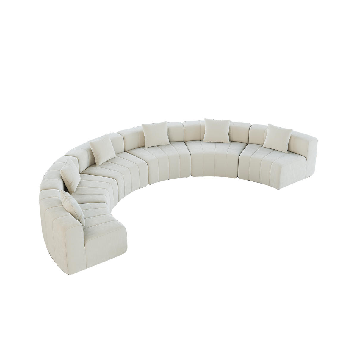 SITZGARNITUR Geschwungen modular 6-Sitzer mit 2 Kissen, DE-42718, Beige - Beige, Textil (444.5/73.6/83.5cm) - ComfortXL