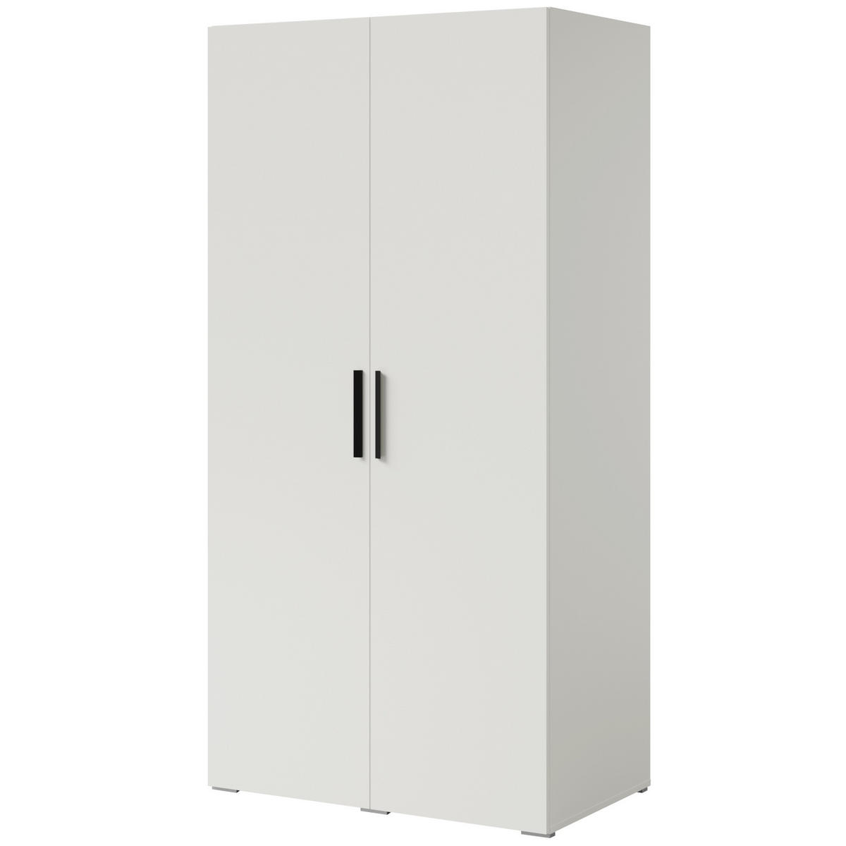 DREHTÜRENSCHRANK Napoli 2D 100 Weiß (schwarzer oder goldener Griff) - Silberfarben/Schwarz, Holzwerkstoff/Kunststoff (100/35/60cm) - mzm24