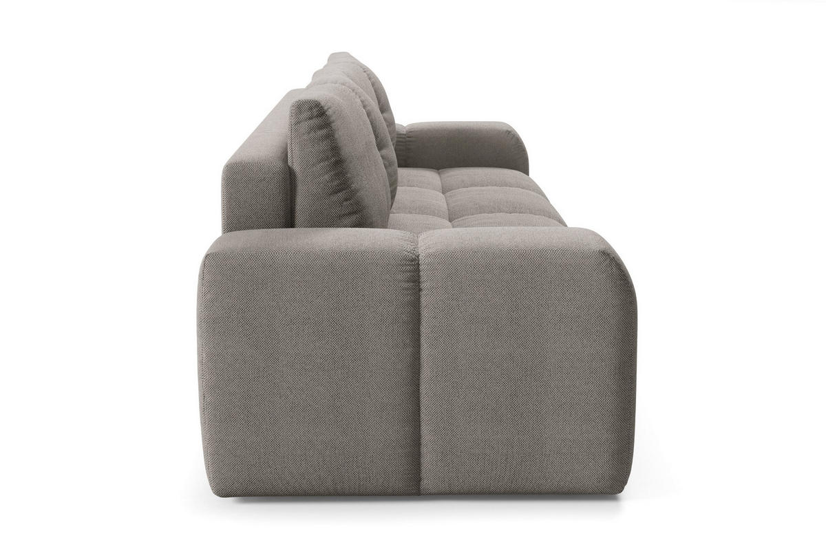 BETTSOFA DUCA Grau Jersey- Stoff mit Schlaffunktion - Grau, Holz (259/90/99cm) - MASSENO