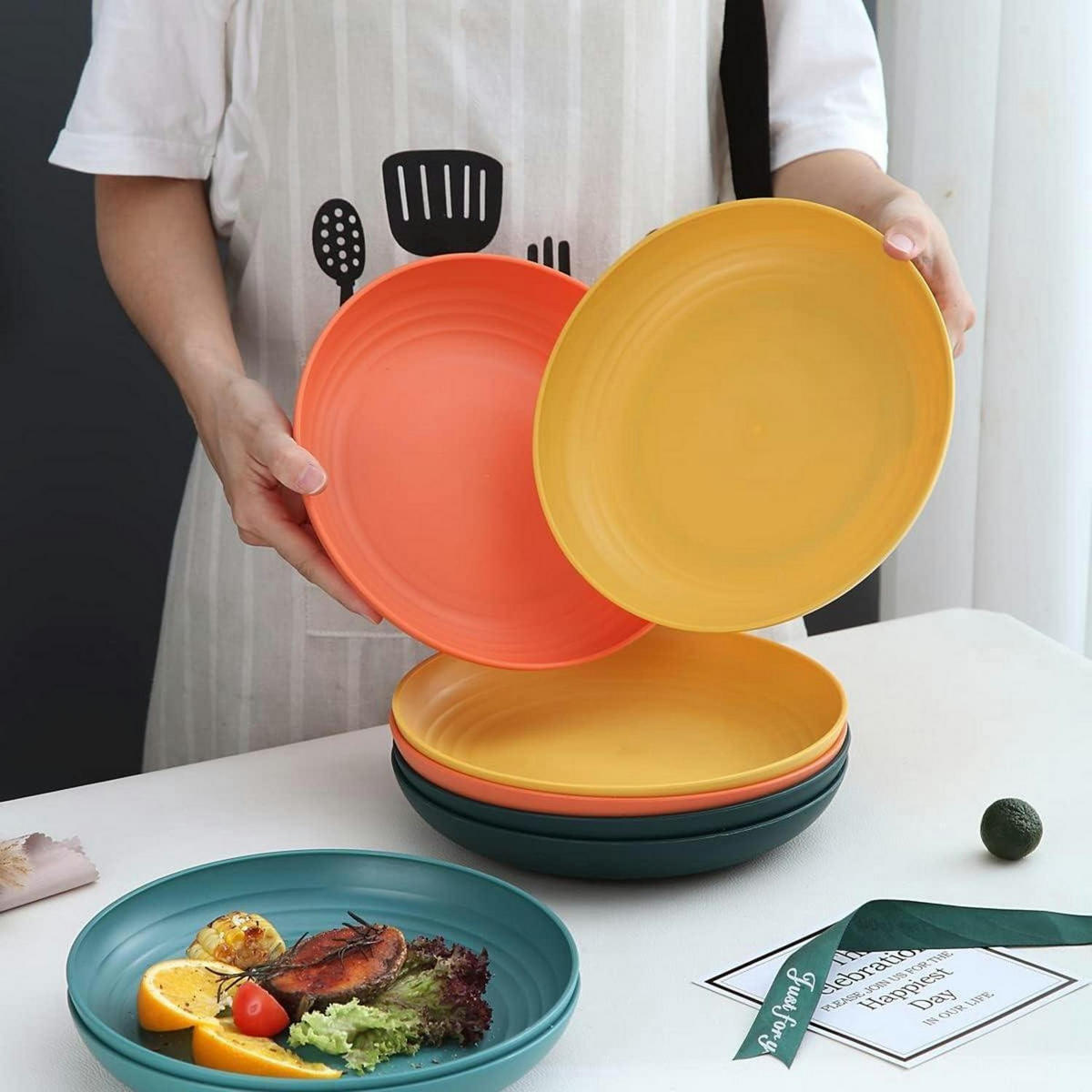 SPEISETELLER 8er Set 23 cm Kunststoff Mischfarbe - Multicolor, Kunststoff (23/23/2cm)