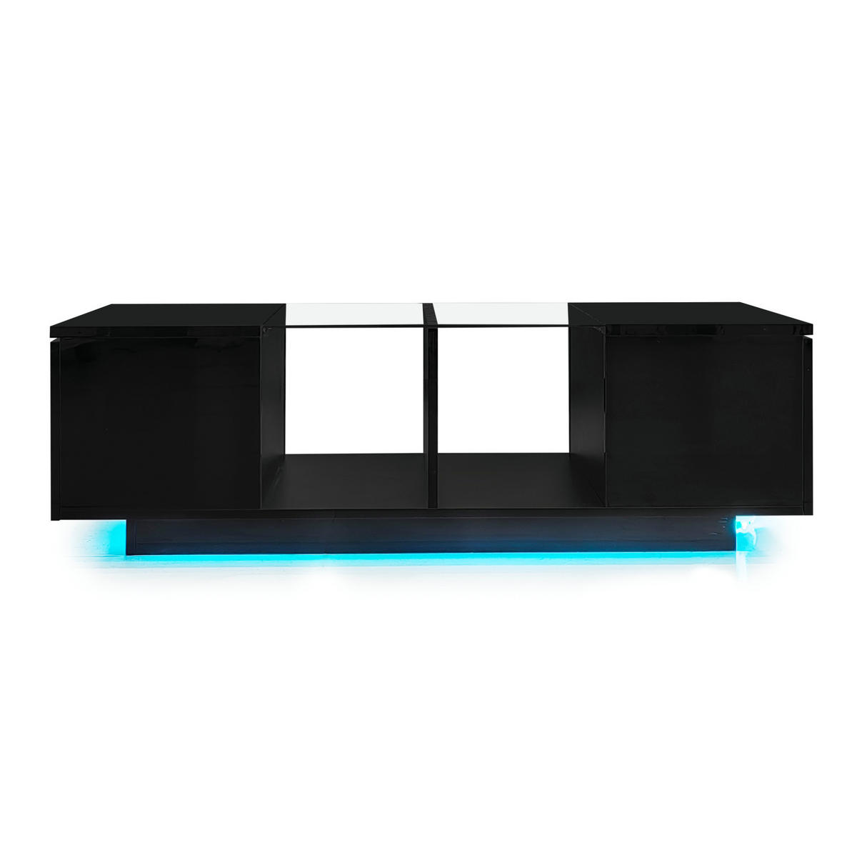 COUCHTISCH aus Glas und Holzwerkstoff 120x50x38,5 cm in Schwarz mit LED - Schwarz, Holzwerkstoff (120/50/38.5cm) - Modfu