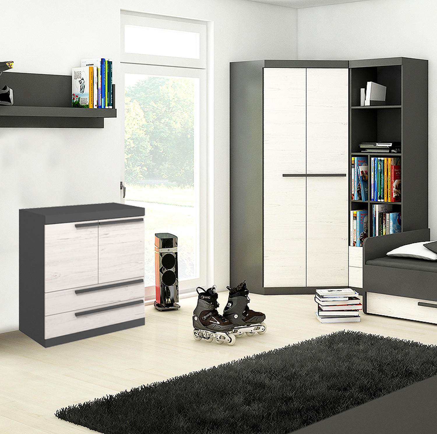 KOMMODE Trend graphit grau / Kiefer andersen 80 / 41 /101cm - Graphitfarben/Braun, Holz/Holzwerkstoff (80/101/41cm) - Feldmann-Wohnen