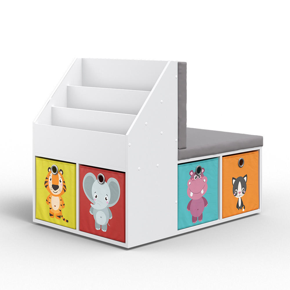 Vicco DĚTSKÁ POLIČKA Onix Bílá 97.1 x 78.4 cm se 6 barevnými skládacími boxy