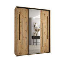 SCHWEBETÜRENSCHRANK 235,2/190/45 3-türig - Schwarz/Eiche Artisan, Holz/Metall (190/235/45cm) - Abiks Möbel