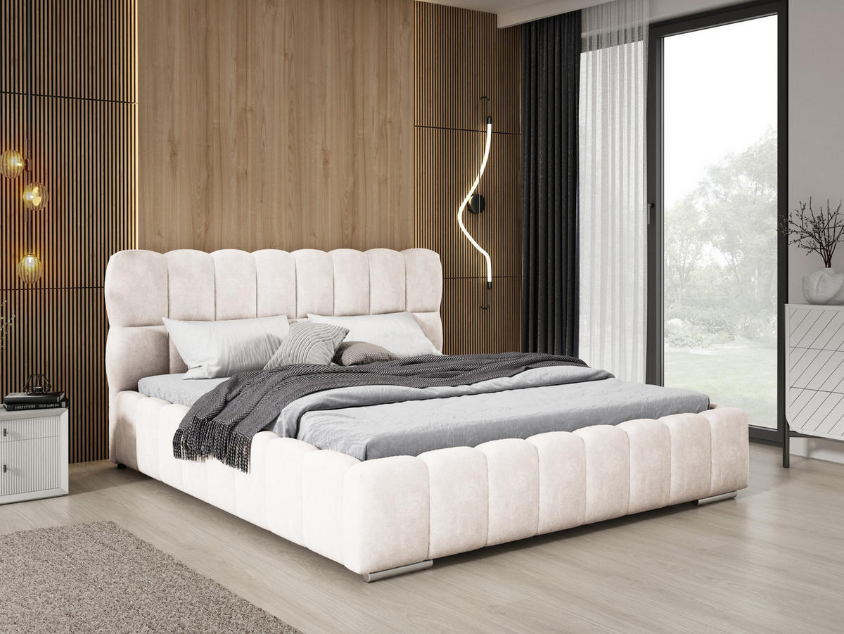 DOPPELBETT 160x200 cm Avilla mit Bettkasten, Lattenrost, Samt, Creme - Creme, Holz/Textil (160/200cm) - Emporius