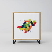 SIDEBOARD FUTURE SIGN, Eichefarben, 57,5x42x67,5 cm, Schwarze Metall-Rahmenfüße - Eichefarben/Multicolor, Holzwerkstoff/Metall (57.5/67.5/42cm) - SpaceRebels