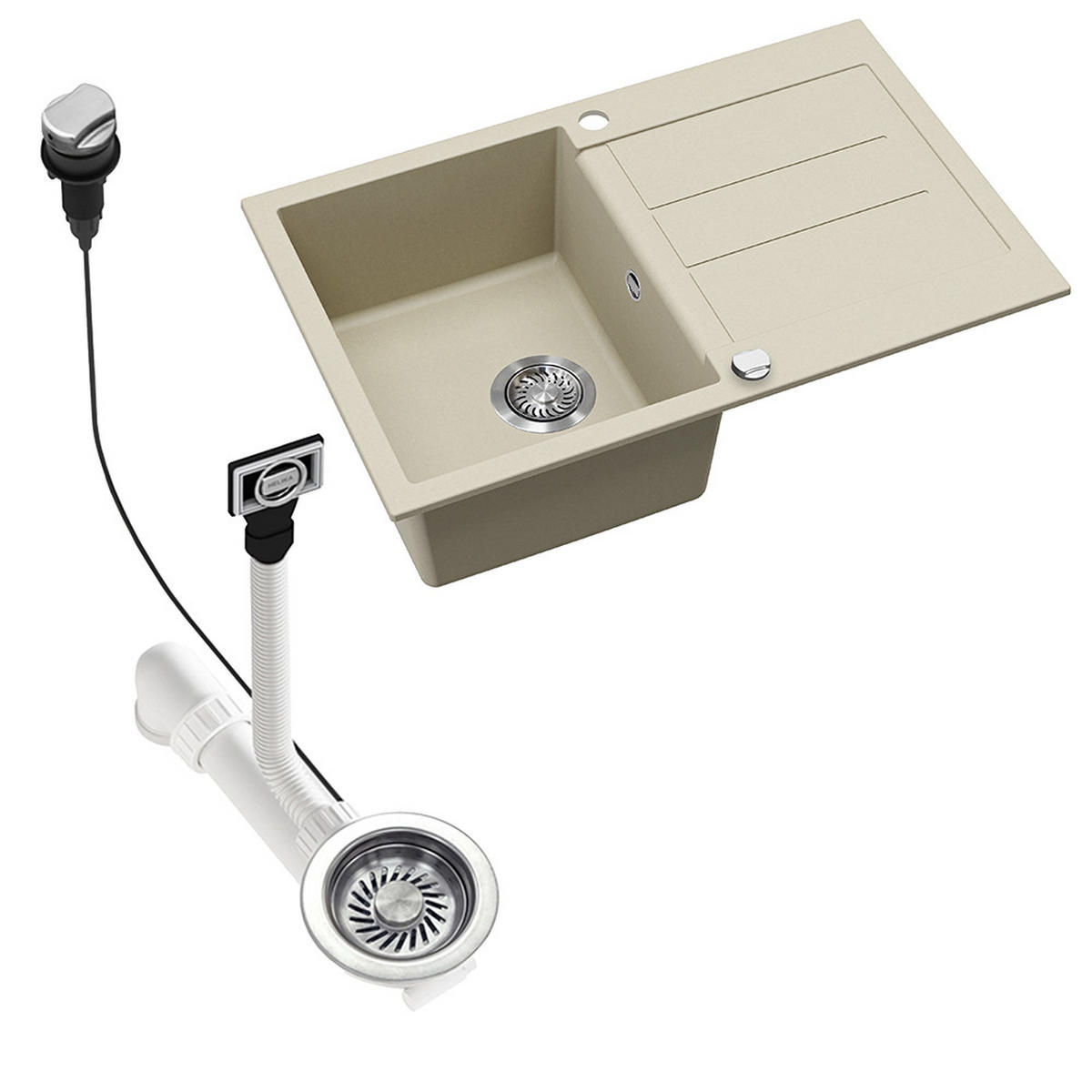 SPÜLBECKEN Kapstadt Beige 78 x 50 cm - Beige, Keramik (78/20/50cm) - Bergstroem