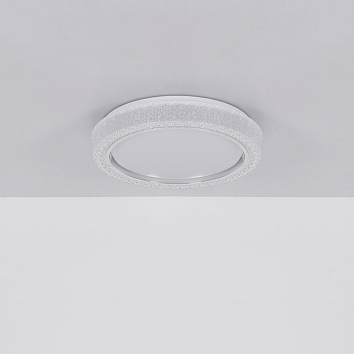 LED DECKENLEUCHTE Metall Silber Kristalloptik - Silberfarben, Metall (40/40/8cm) - Globo Lighting