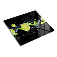 GLASPLATTE 60x52 cm Limetten und Wasser - Grün, Glas (60/0.4/52cm) - TULUP