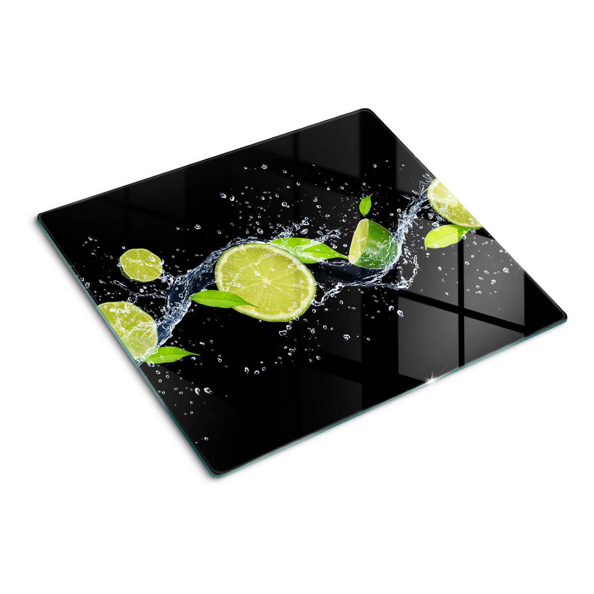 GLASPLATTE 60x52 cm Limetten und Wasser - Grün, Glas (60/0.4/52cm) - TULUP
