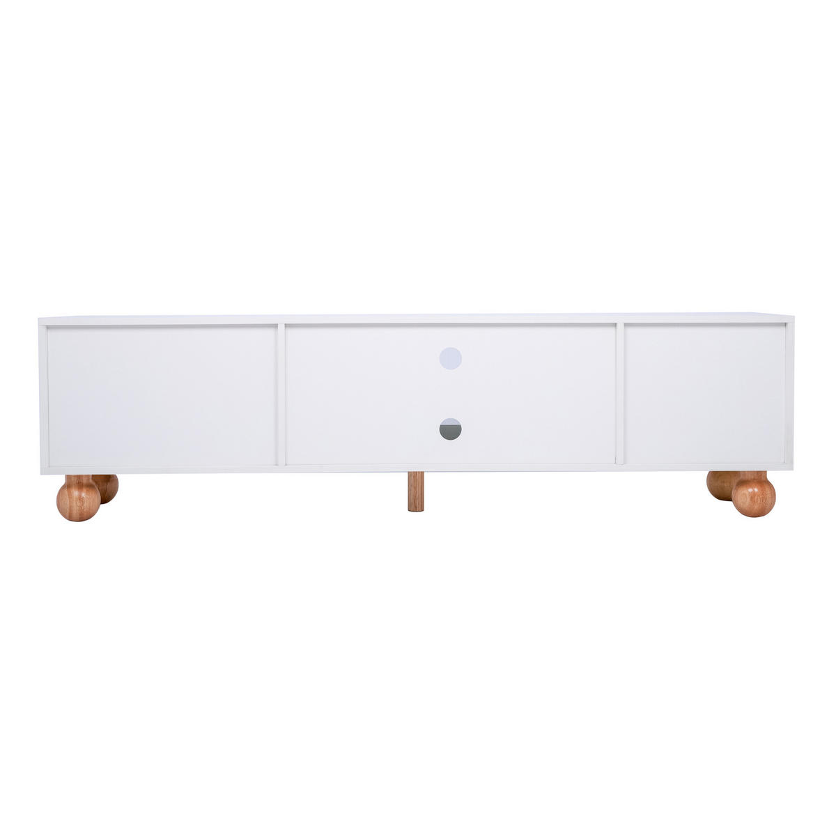 TV-LOWBOARD aus Holzwerkstoff 170x47x37 cm Weiß/Holzfarben mit Glastür und Stauraum - Weiß, Holzwerkstoff (170/37/47cm) - IVMEU