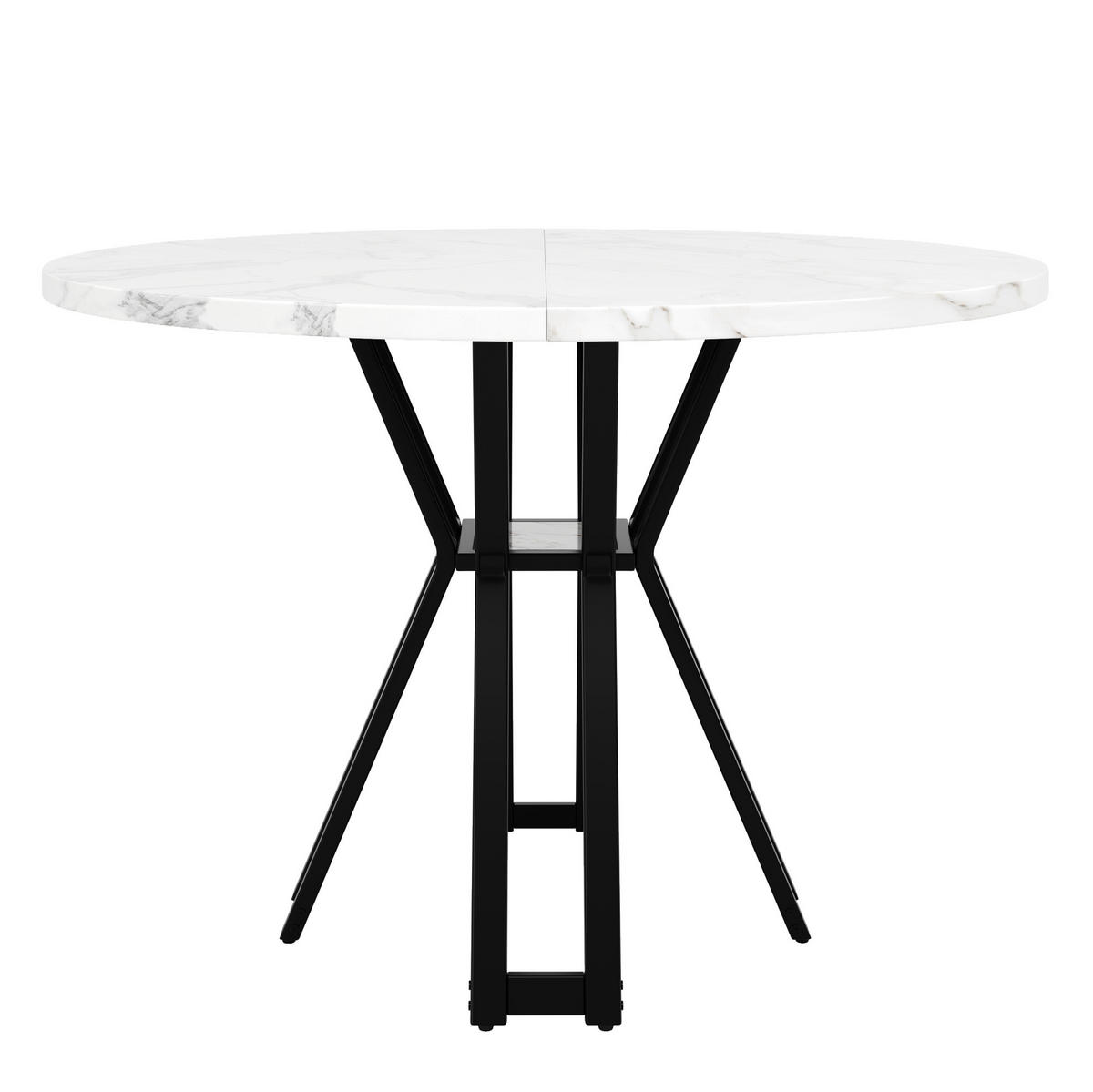 ESSTISCH 100x100x76 cm in Weiß und Schwarz aus MDF mit Marmoroptik auf schwarzem Metallgestell - Schwarz, Holzwerkstoff (100/100/76cm) - Modfu