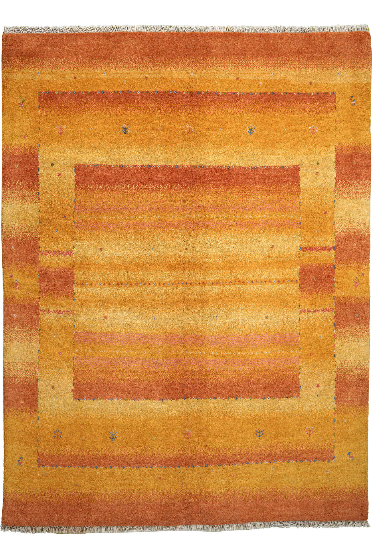 TEPPICH Rizbaf Orange 202/149 cm Schurwolle - Orange, Textil (149/202cm) - Looma