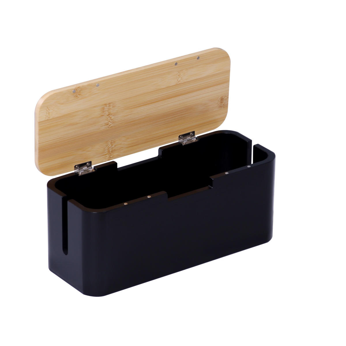 KABELBOX - Schwarz, Holz/Metall (13.5/34/14.5cm) - Relaxdays