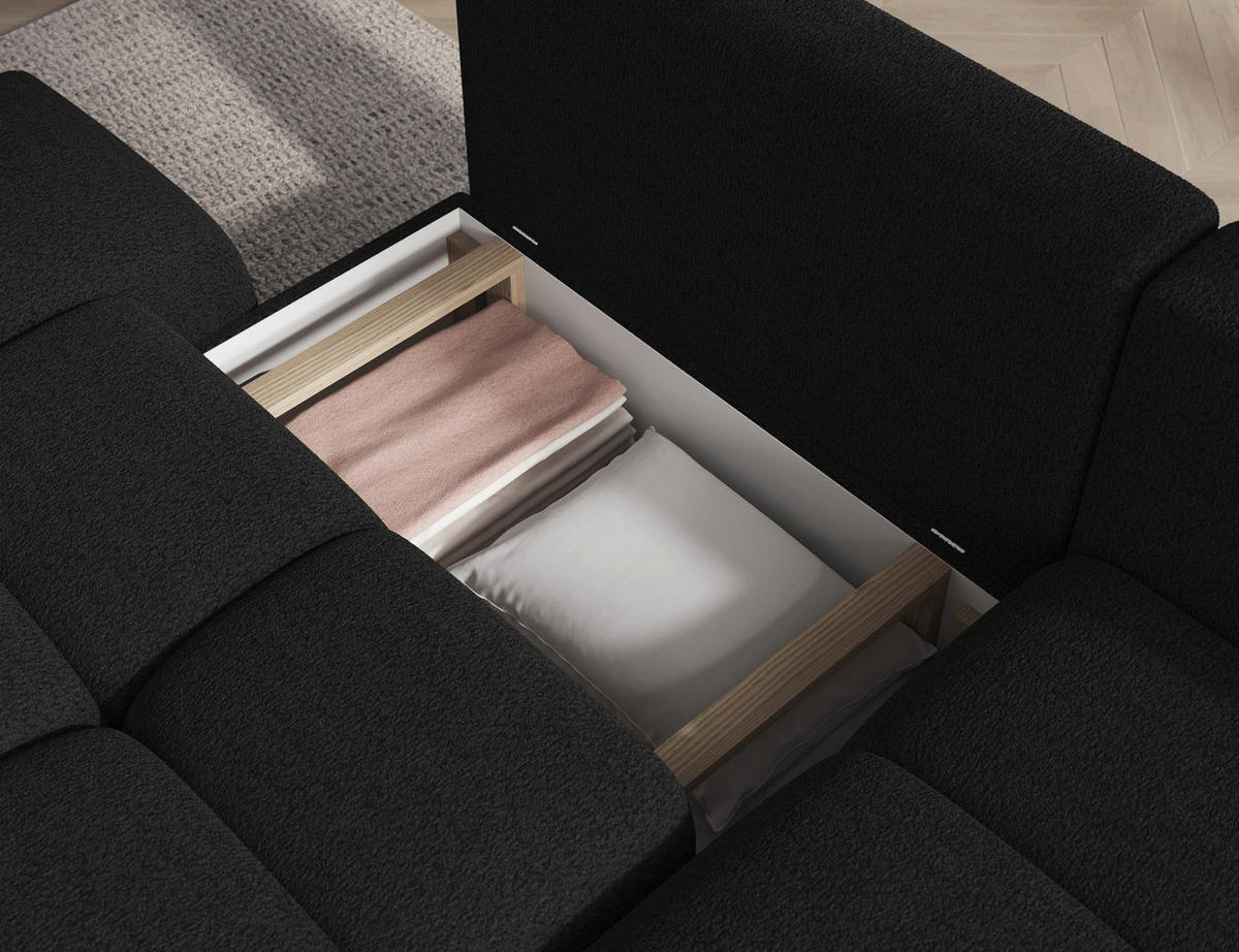 ECKSOFA VITTARIO mit Schlaffunktion & Bettkasten – Modernes L-Sofa 227 cm, inklusive Kissen - Anthrazit, Kunststoff (227/95cm) - Wohnideebilder