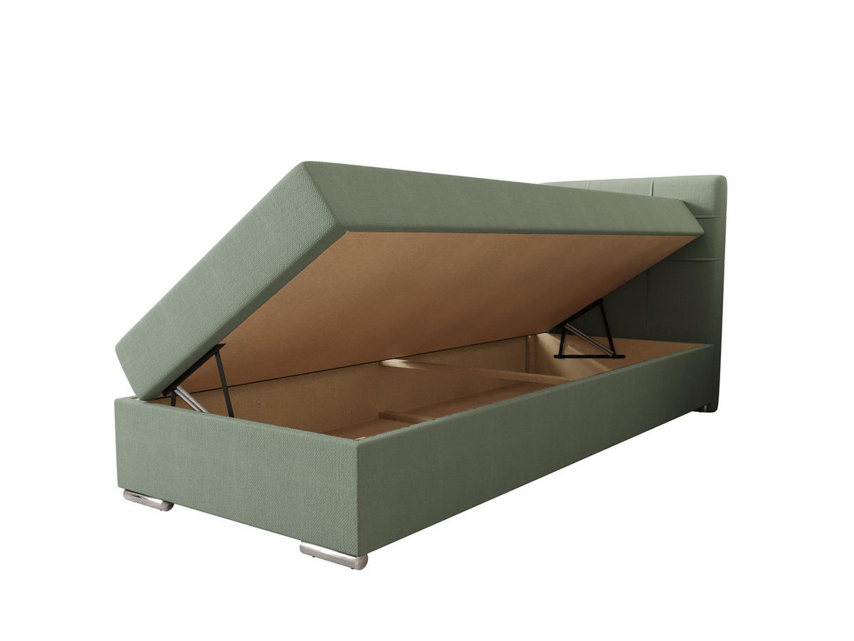 BOXBETT ZILANO 1 mit Matratze H3 und Topper 90x200 Cosmic 16 - Grün, Holz/Textil (90/200cm) - Bedante