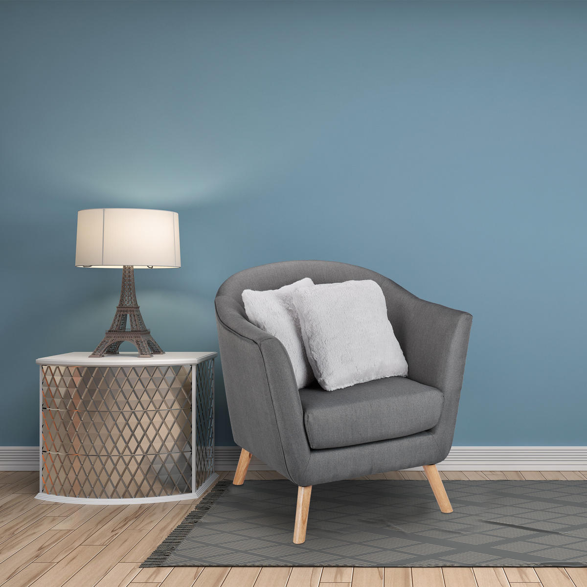 KISSEN Set - Grau, Textil/Metall (40/12cm) - Relaxdays