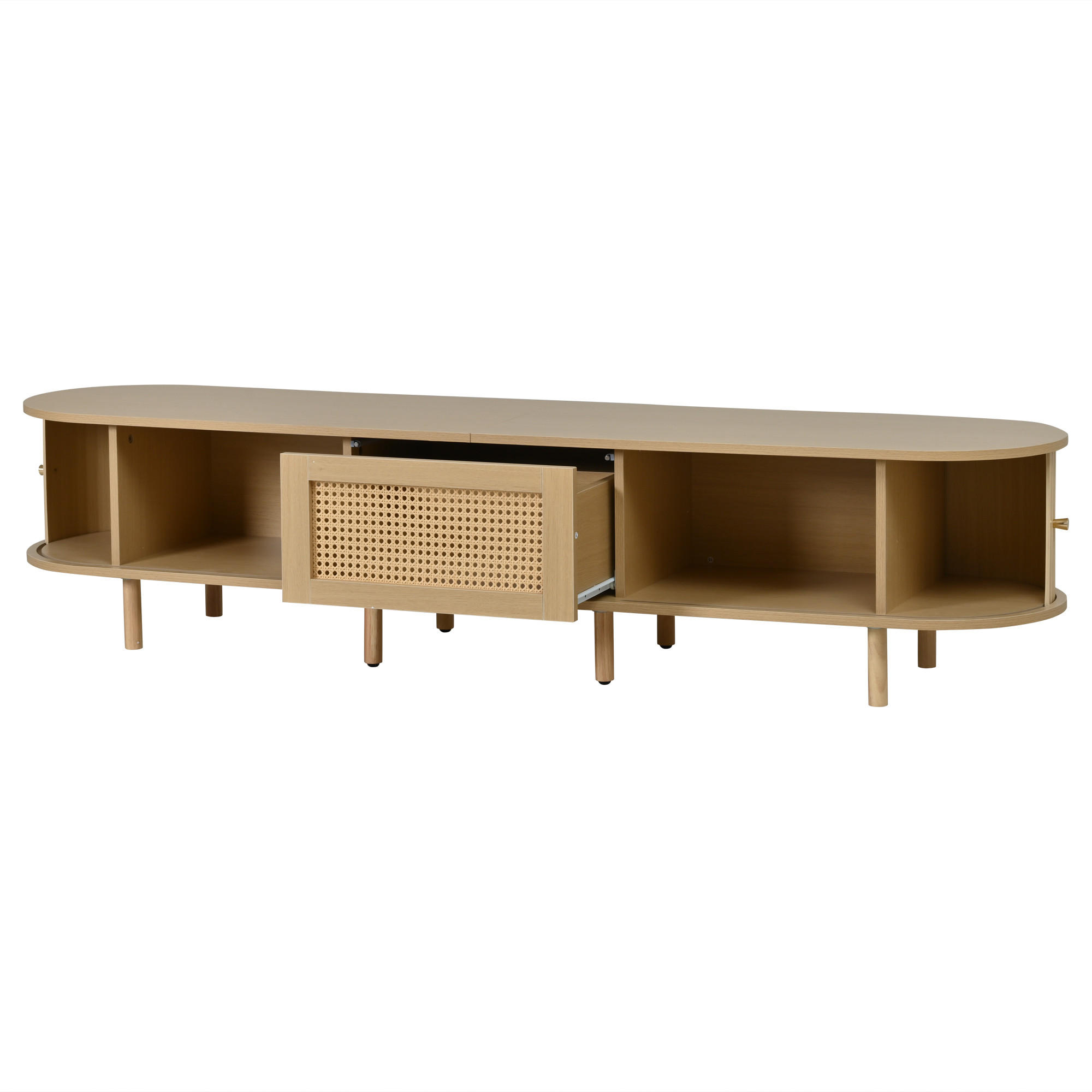 TV-ELEMENT180X40X40CM Fernsehtisch Lowboard Rattan-Optik Schiebetüren Holzfarbe - Naturfarben, Holz (49.5/14.5/120cm) - Raelunyi