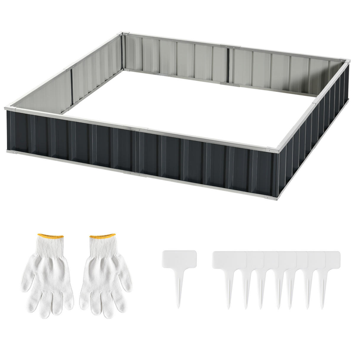 HOCHBEET DE-05331 DIY, mit Pflanzenschildern & Handschuhen Dunkelgrau - Dunkelgrau, Metall (258/30/90cm) - ComfortXL