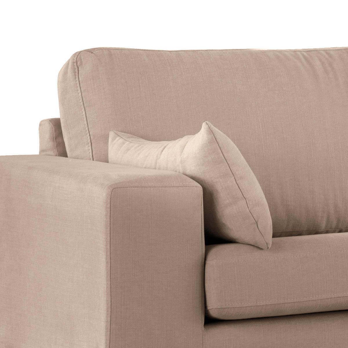 ECKSOFA mit Ottomane - Taupe/Eichefarben, Naturmaterialien/Eichenholz (287/219cm) - home24