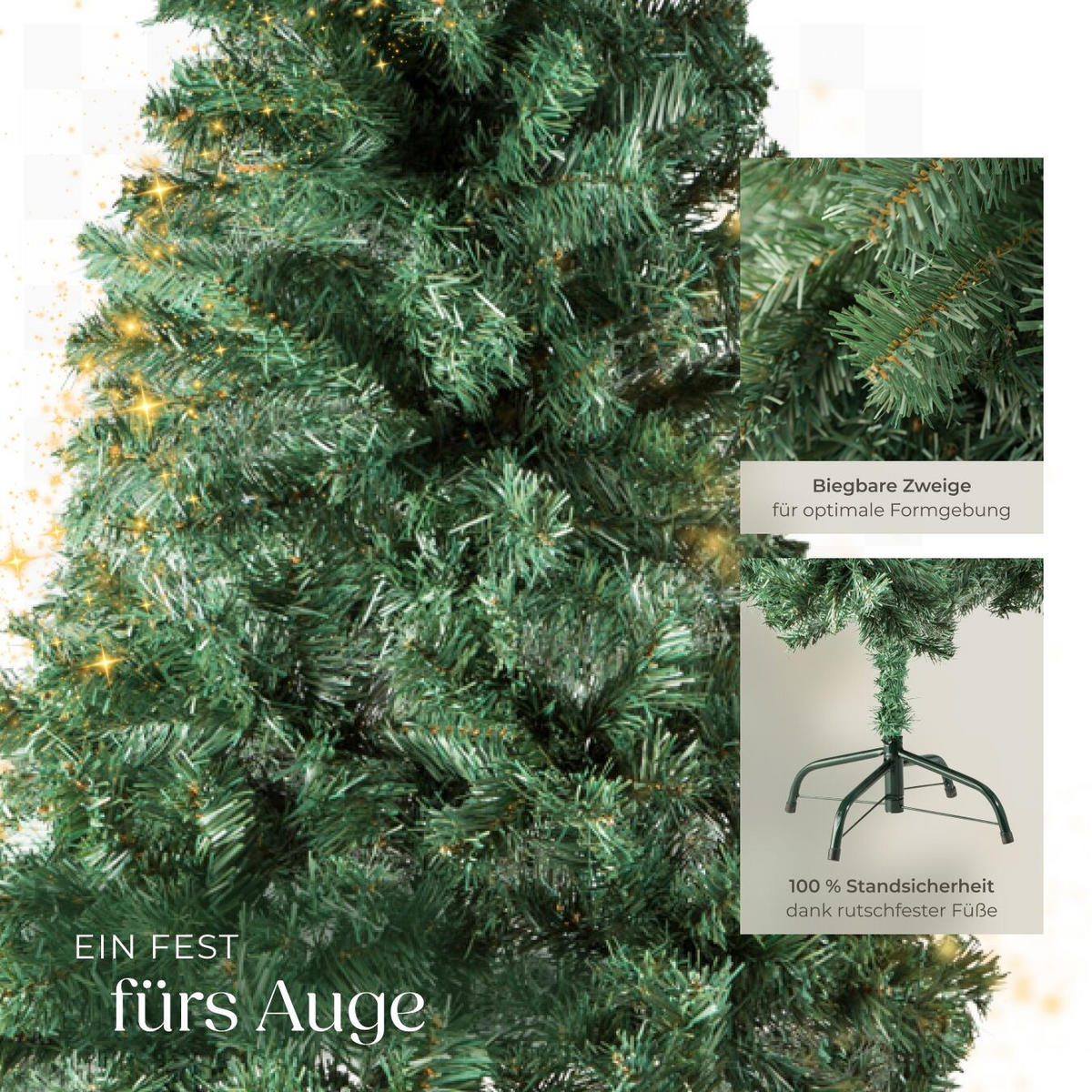 WEIHNACHTSBAUM ,inklusive Metallständer mit Kunststoffkappen,grün - Grün, Kunststoff (180cm) - tectake
