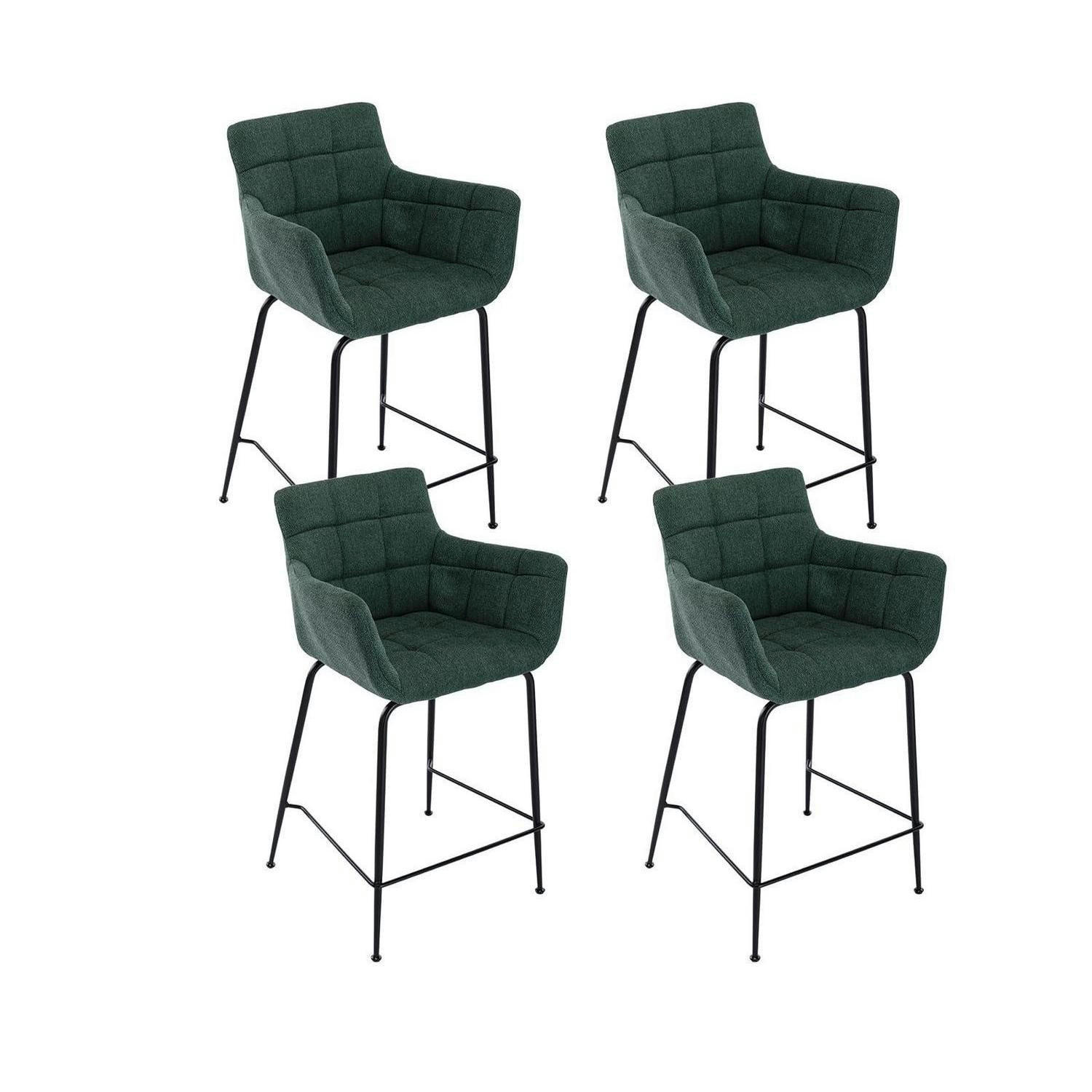 BARHOCKER 4er Set Grün Frottee mit Metallfüßen - Grün, Textil (50/93.5/55cm)