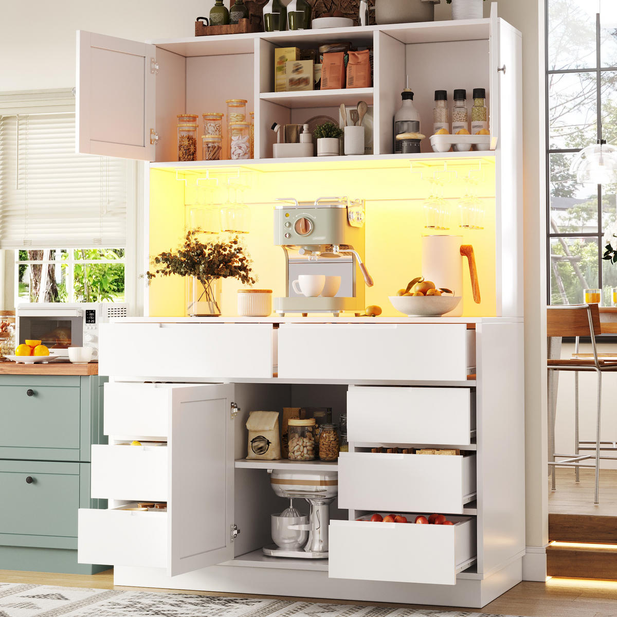 BUFFETSCHRANK Weiß 120/40/183.5 cm - Weiß, Holz (120/183.5/40cm) - PANGIVO