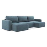 WOHNLANDSCHAFT Strukturstoff Stoff Blau - Blau/Schwarz, Kunststoff/Textil (332/79/149cm) - Makamii