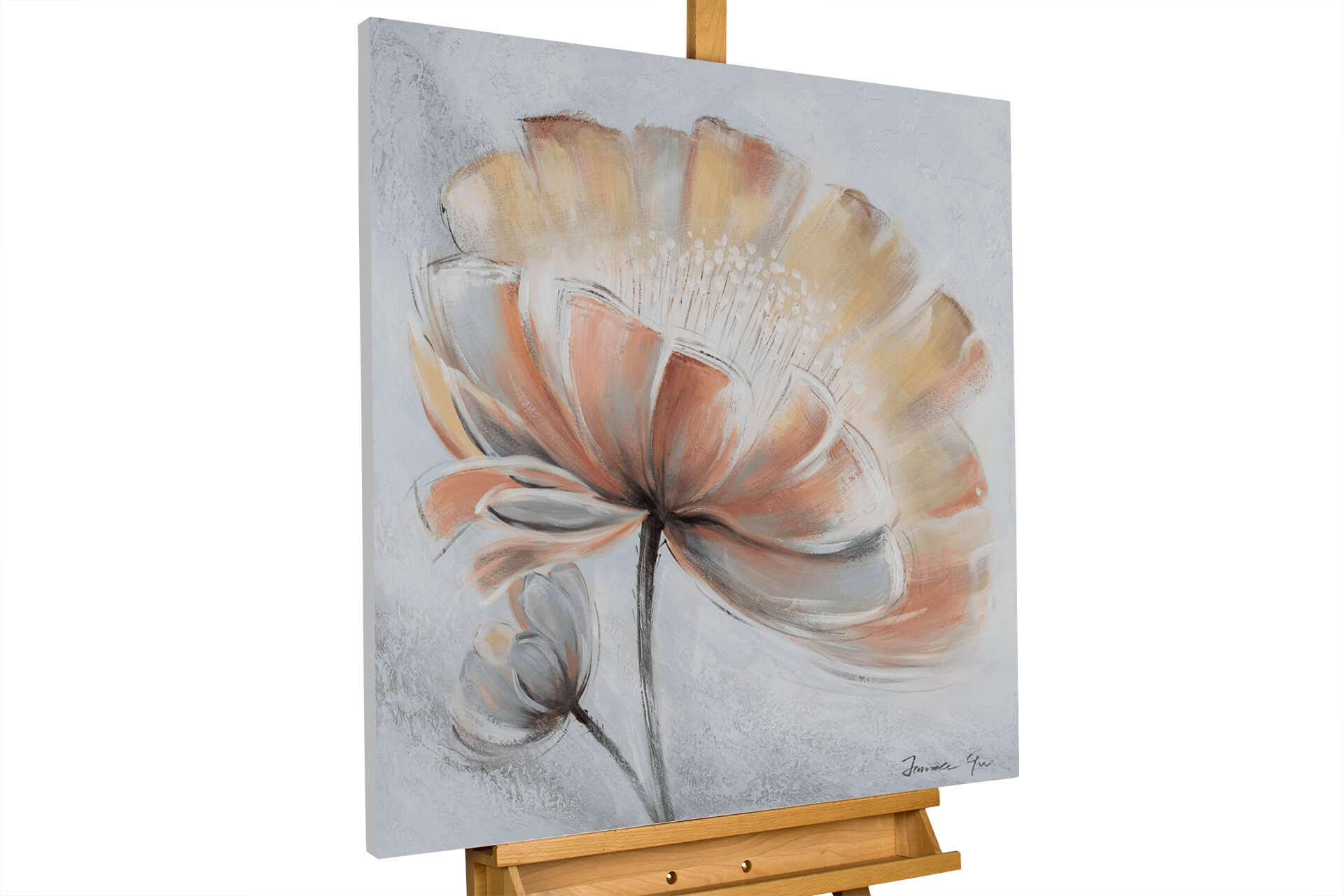 ACRYLBILD HANDGEMALT 80/80 cm - Beige/Grau, Holz/Textil (80/80cm) - KUNSTLOFT