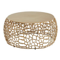 COUCHTISCH mit Aststruktur, lackiertes Aluminium, handgefertigt, Ablagefläche, Gold 66x66x30 cm - Goldfarben, Metall (66/66/30cm) - KADIMA DESIGN