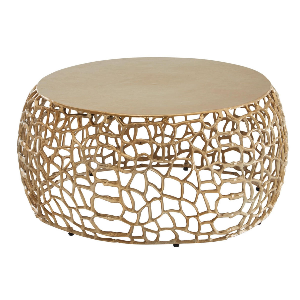 COUCHTISCH mit Aststruktur, lackiertes Aluminium, handgefertigt, Ablagefläche, Gold 66x66x30 cm - Goldfarben, Metall (66/66/30cm) - KADIMA DESIGN