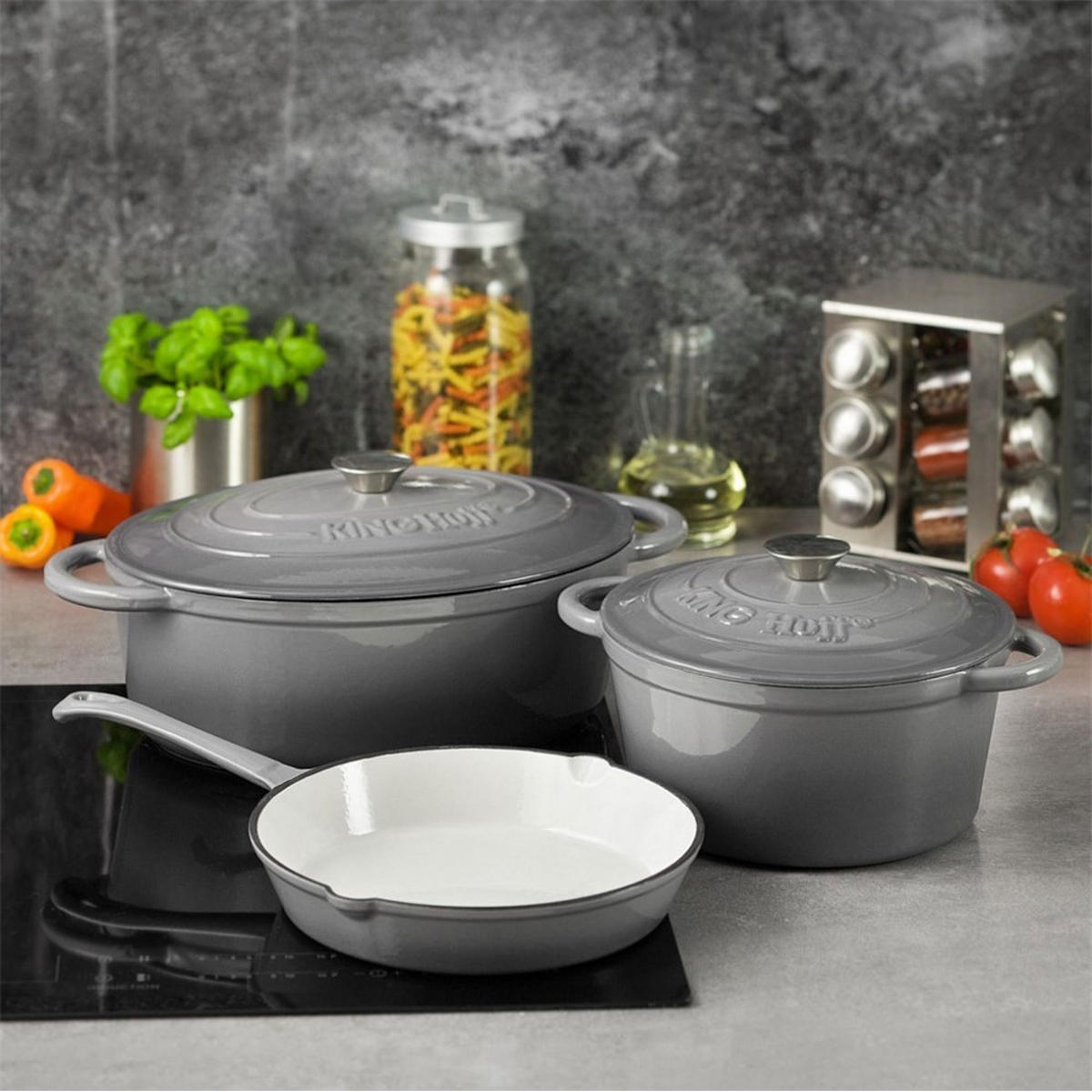TOPF Grau 24/24/12 cm KH1521 - Grau, Metall (24cm) - Kinghoff 