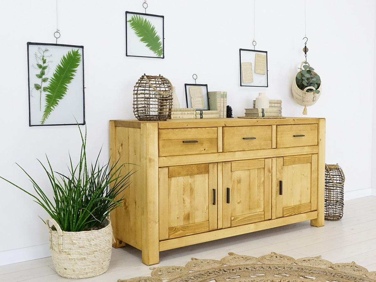 SIDEBOARD aus Massivholz SARA - Honig, Holz (160/85/50cm) - Seart