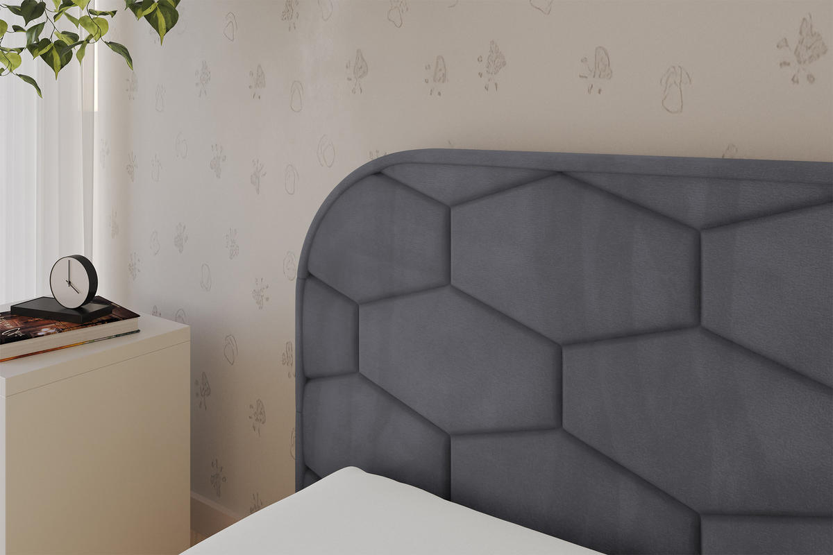 EINZELLBETT Jugendbett mit Bettkasten und Matratze H3/H4, Rechts - JAXY 90x200 Dunkelgrau - Titanfarben, Holzwerkstoff/Textil (90/200cm) - ALTDECOR