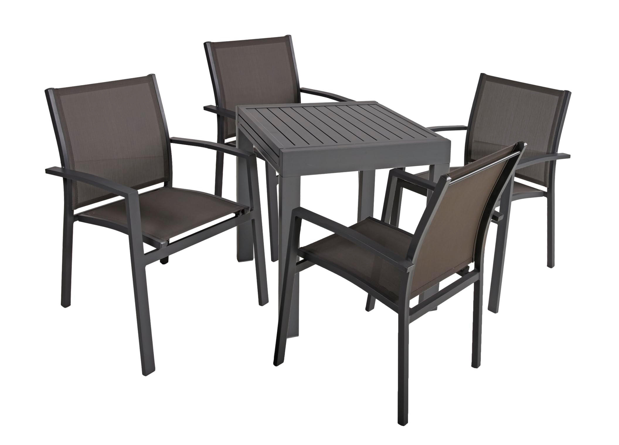 GARTEN-SITZGRUPPE Chiara 5-teilig Gartenmöbel-Set - Dunkelgrau, Kunststoff - DELUKE