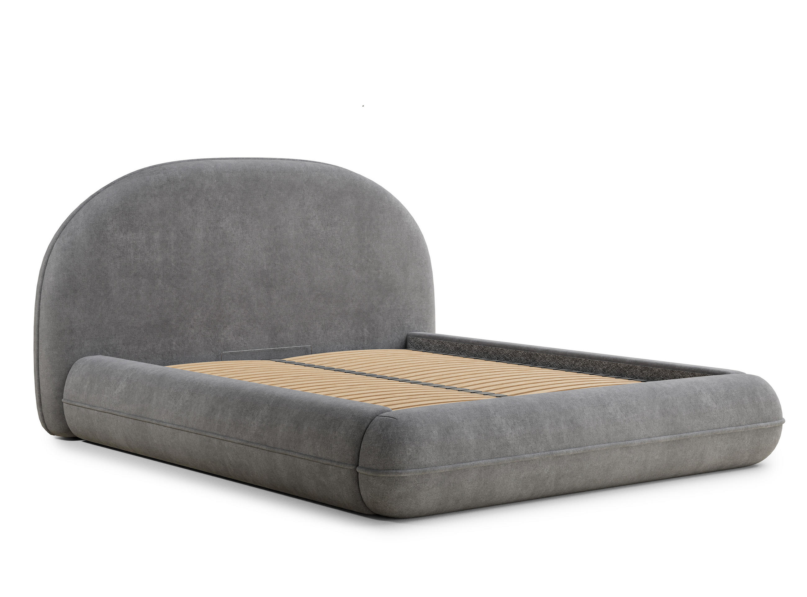 POLSTERBETT Koji Grau 140/200 cm im Chenille-Stoff - Schwarz/Naturfarben, Holz/Holzwerkstoff (140/200cm) - Maison de Reve