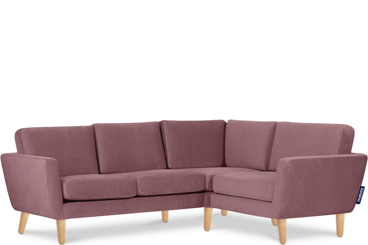 ECKSOFA-RECHTS TAGIO 3/4 Sitzer, rosa - Koralle/Braun, Buchenholz/Textil (220/181cm) - KONSIMO®