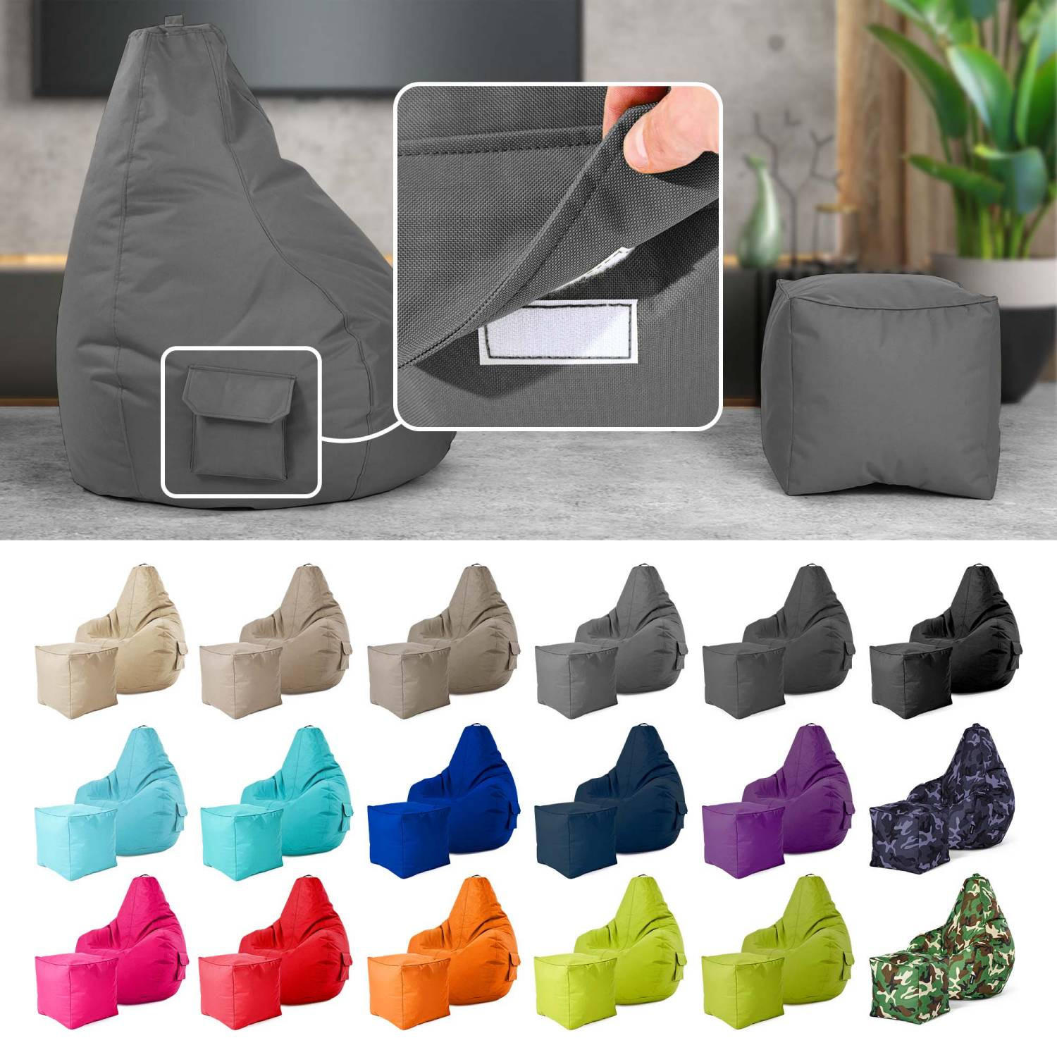 SITZSACK + Hocker "Cozy+Cube" 2er Set - Hellblau, Textil (70/90/80cm) - Green Bean