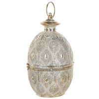 LATERNE Metall 34 cm Gold Amorgos - Goldfarben/Weiß, Metall (19/34/19cm) - Beliani