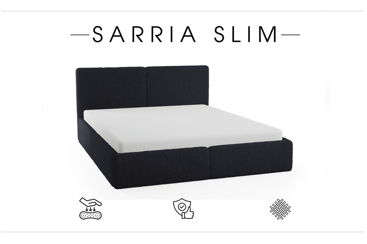 POLSTERBETT Doppelbett Sarria Slim Schwarz (Anthology 19) 180x200 cm - Schwarz, Textil (180/200cm) - Meblito