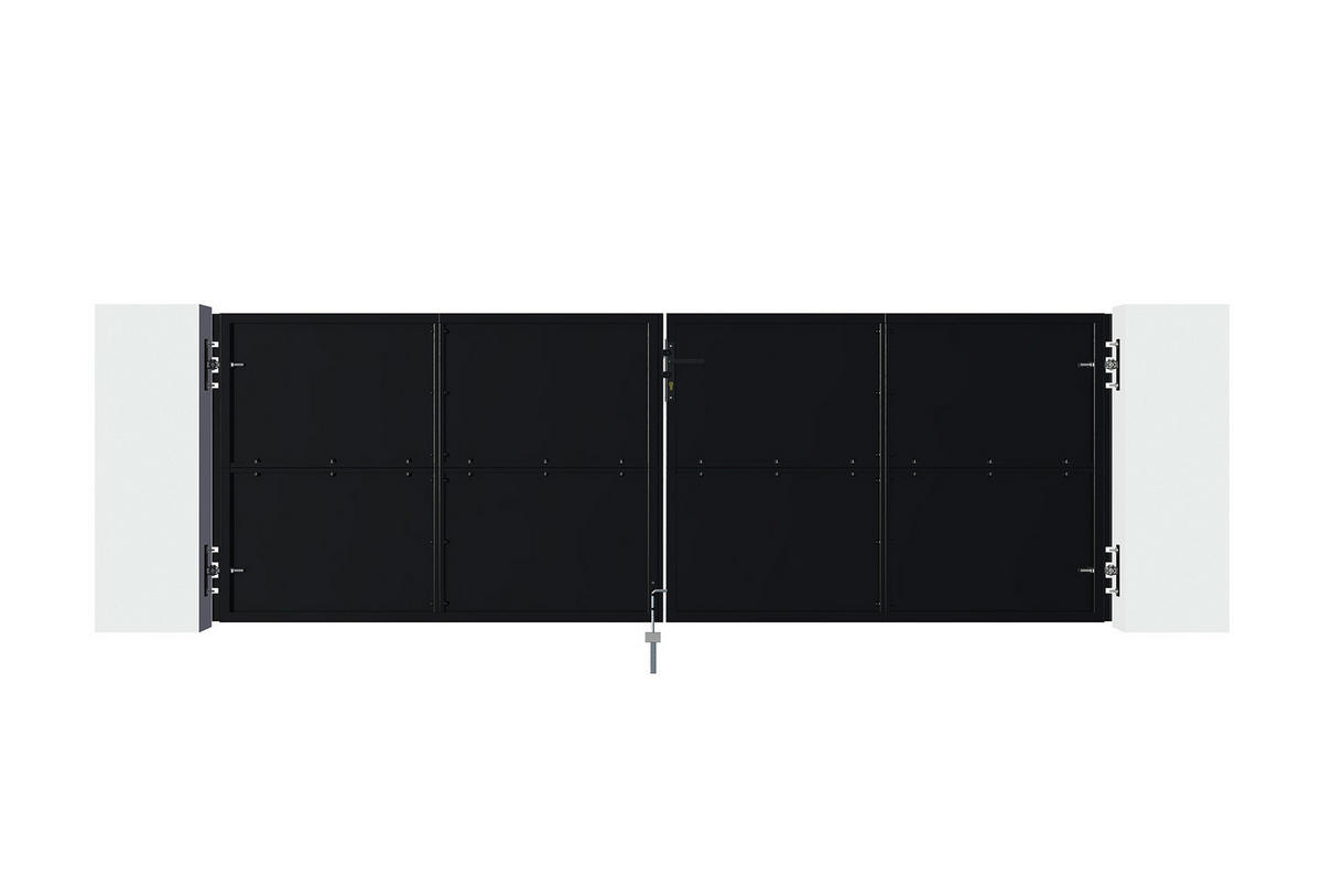 STAHLFLÜGELTOR Nali Mattschwarz 3,5m H.120 cm - Schwarz, Metall (343/120cm) - Casanoov