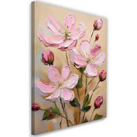 WANDBILD rosa gemalte blumen - Pink, Textil (40/60cm) - Feeby