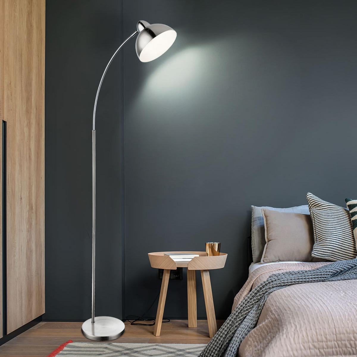 LED STEHLEUCHTE ANITA Silber Nickel-Matt - Silberfarben, Metall (50/23/155cm) - Globo Lighting