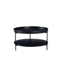 COUCHTISCH 69/69/38 cm mit 2 Ebenen, Holzoptik und stabilem Metallgestell, Schwarz - Schwarz, Holzwerkstoff (69/69/38cm) - Modfu