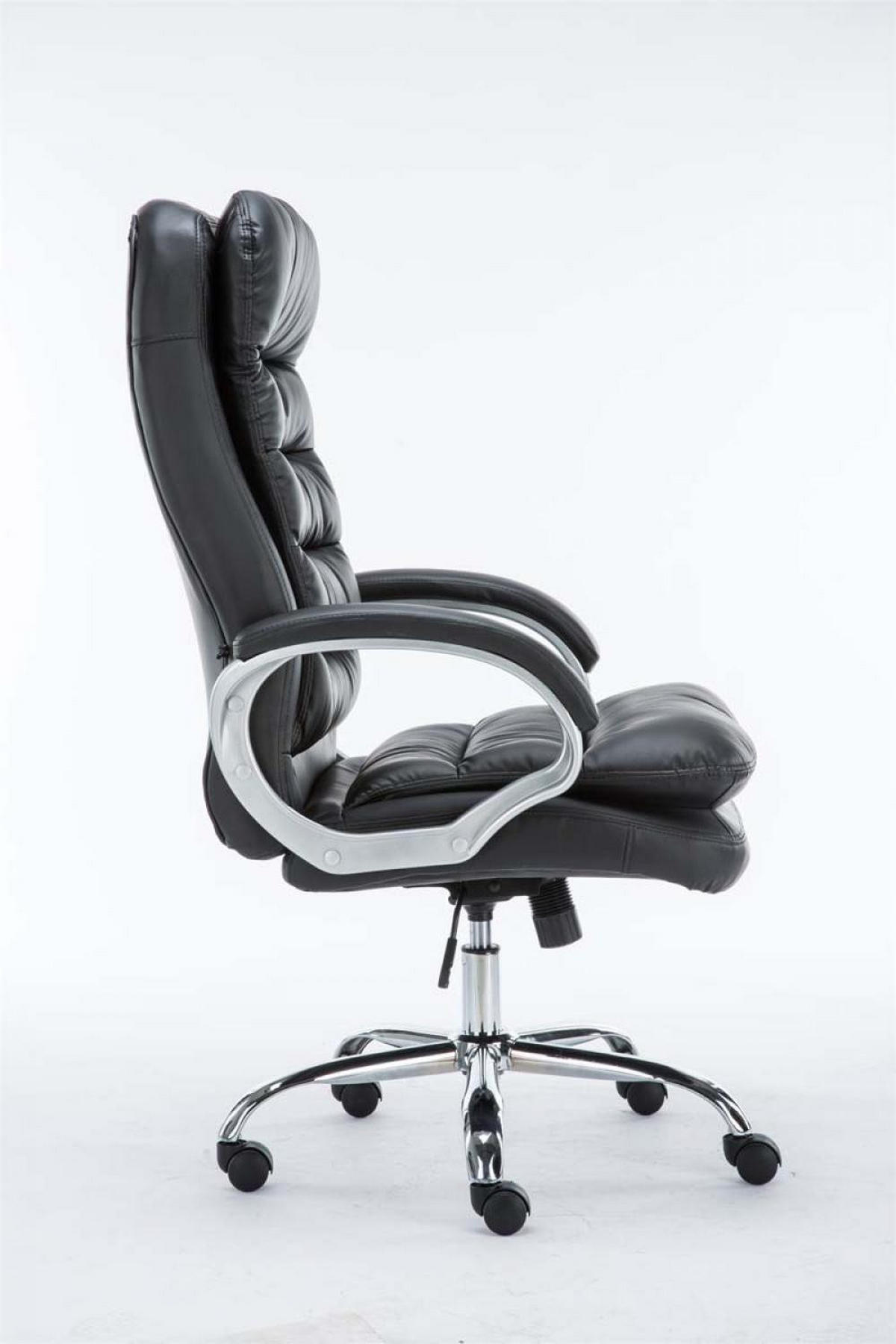 CHEFSESSEL Lederlook schwarz - Chromfarben/Schwarz, Textil/Metall (68/116/77cm) - CLP