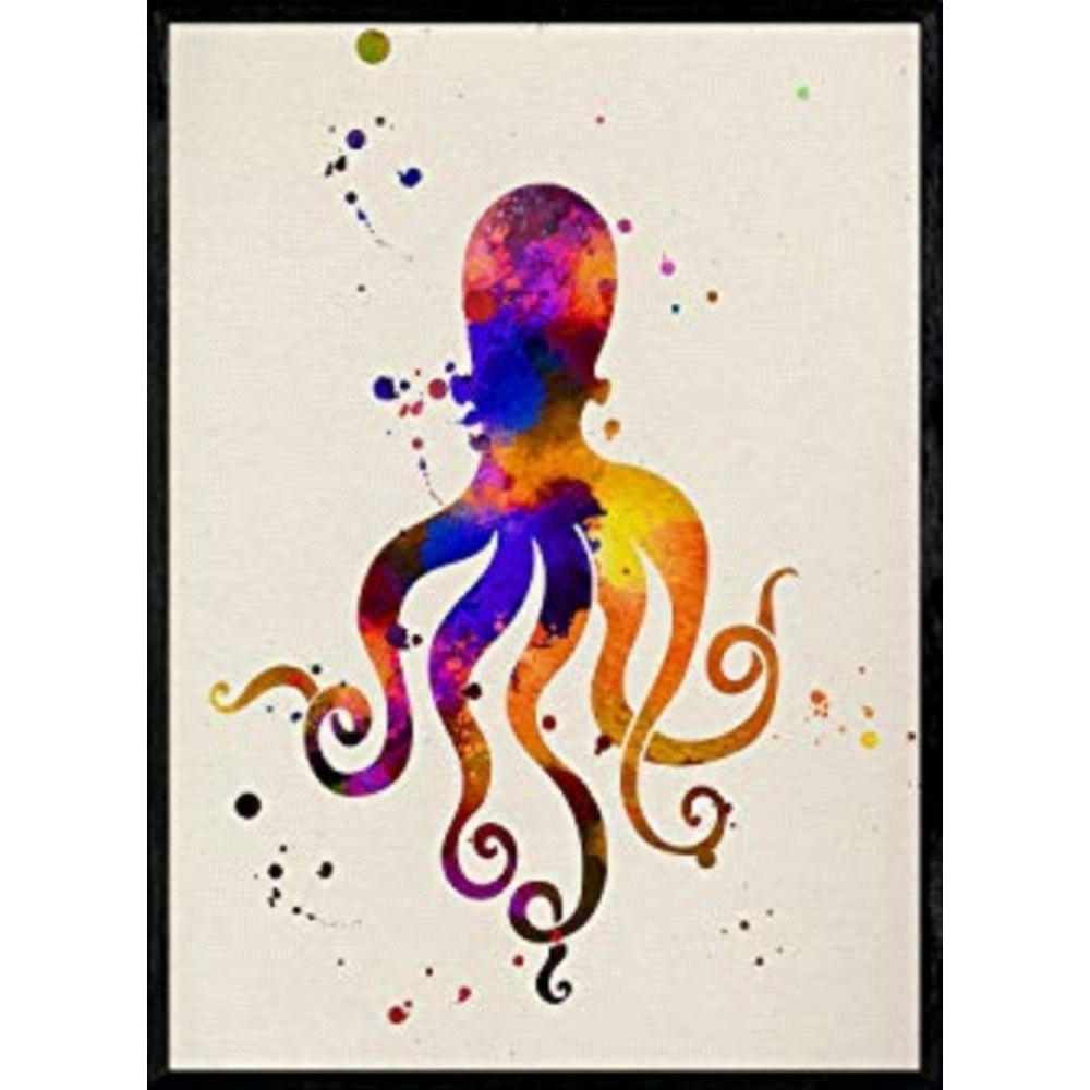 POSTER Meerestiere Aquarell A4 Schwarzer Rahmen - Schwarz, Papier (29.7/5/21cm) - Nacnic