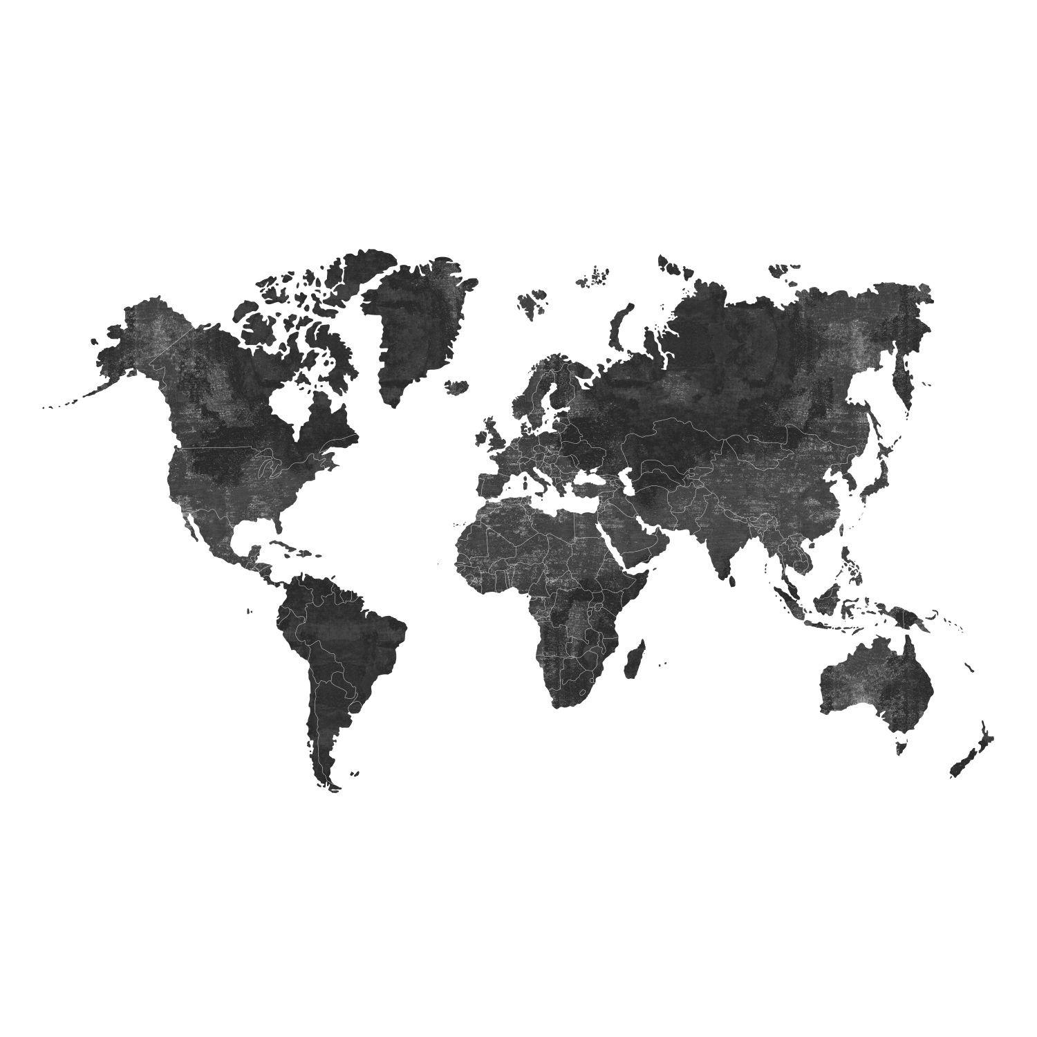 FOTOTAPETE Weltkarte 300 x 300 cm - Schwarz, Papier (300/300cm) - ESTAhome
